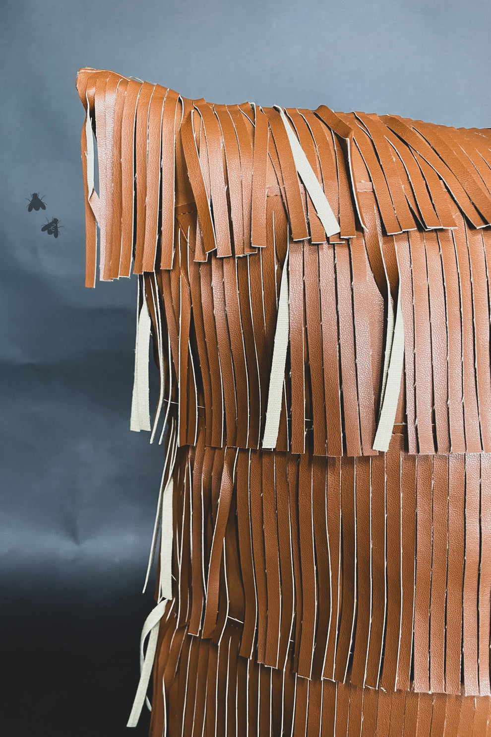 Faux leather fringe pillow case