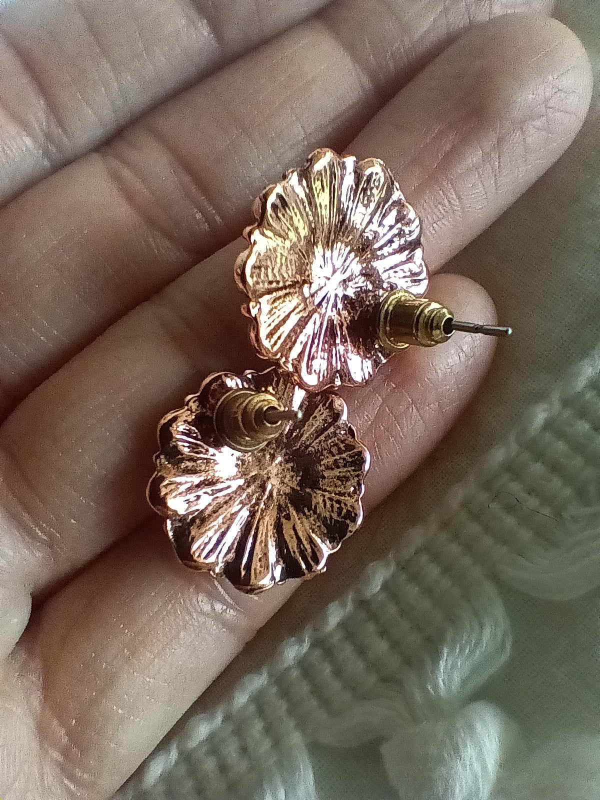 Antique Copper Colored Metal Stud Earring
