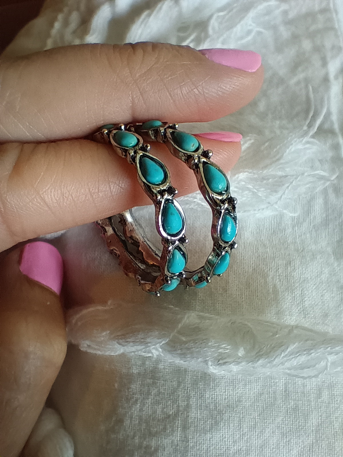 Teardrop Turquoise Hoops