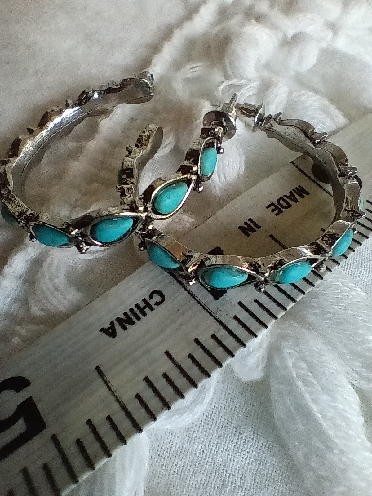 Teardrop Turquoise Hoops