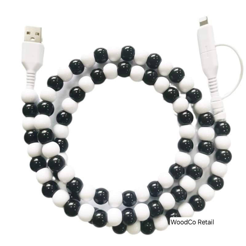 Dual end beaded charging cord- multi colored