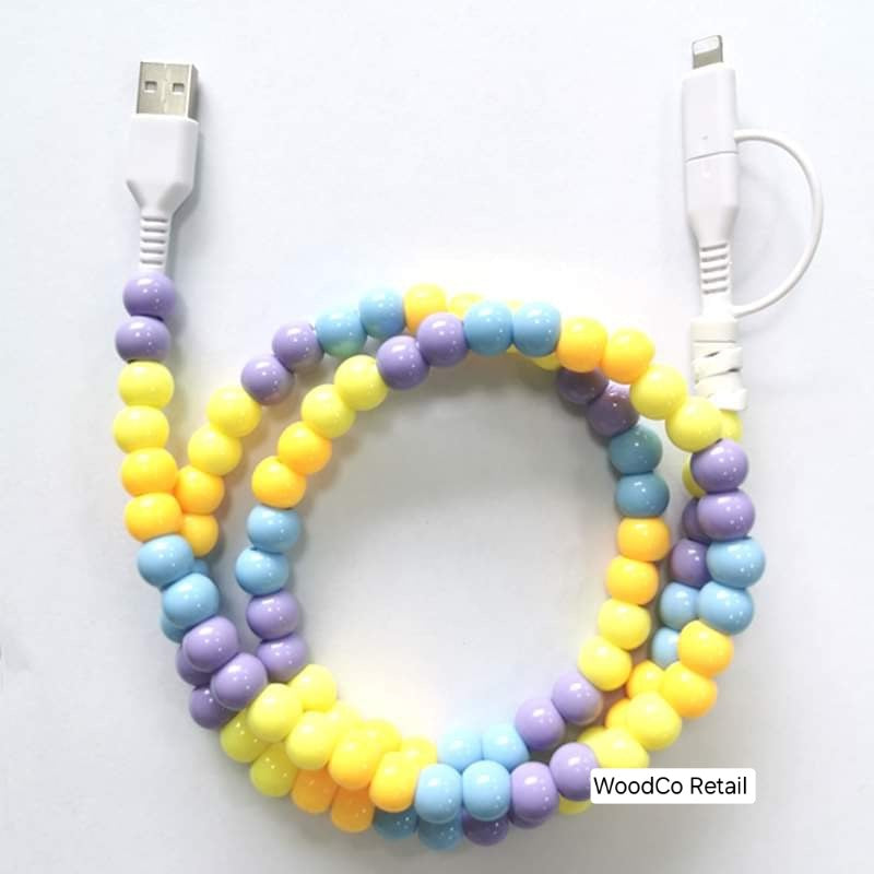 Dual end beaded charging cord- multi colored