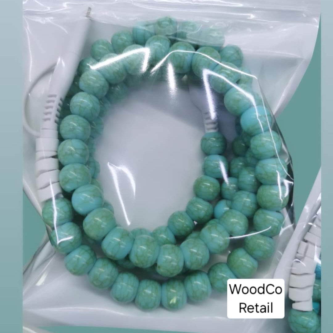 Dual end beaded charging cord- faux turquoise