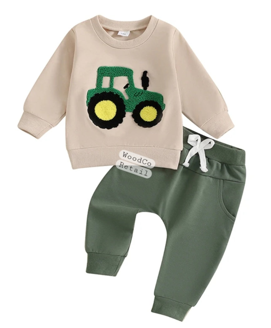 Tractor sweatshirt/pants set