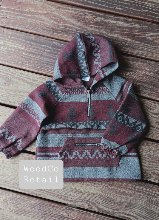 Maroon/grey Aztec Pullover