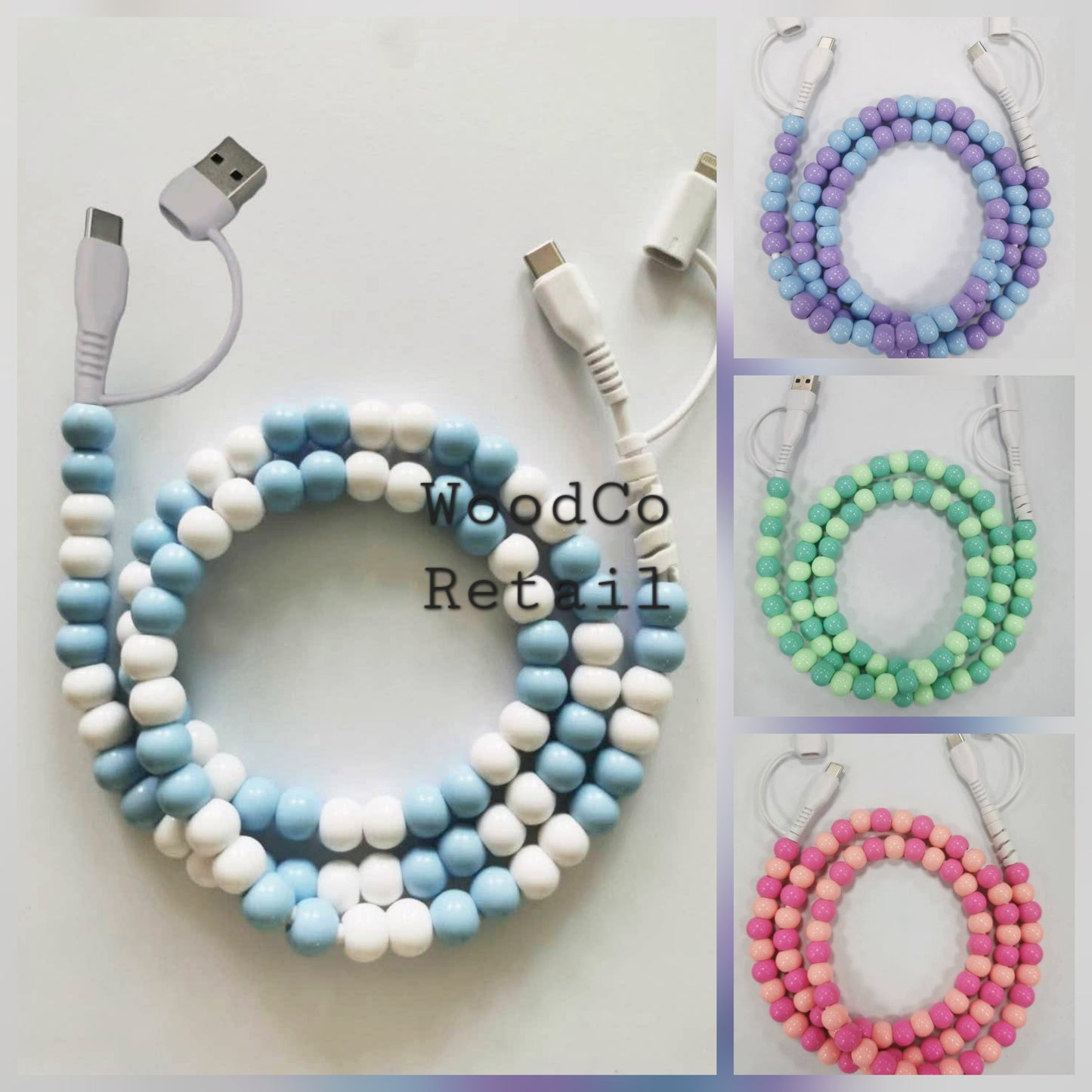 Beaded charging cable