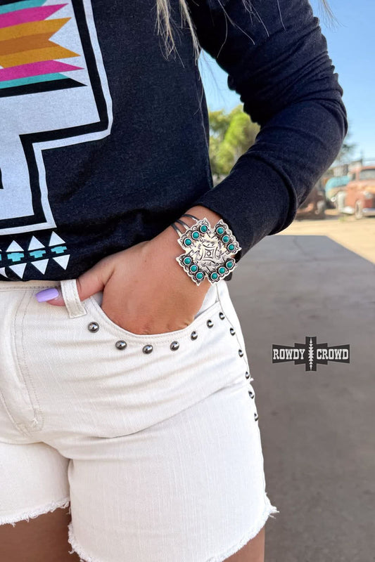 Cuff with turquoise style stones