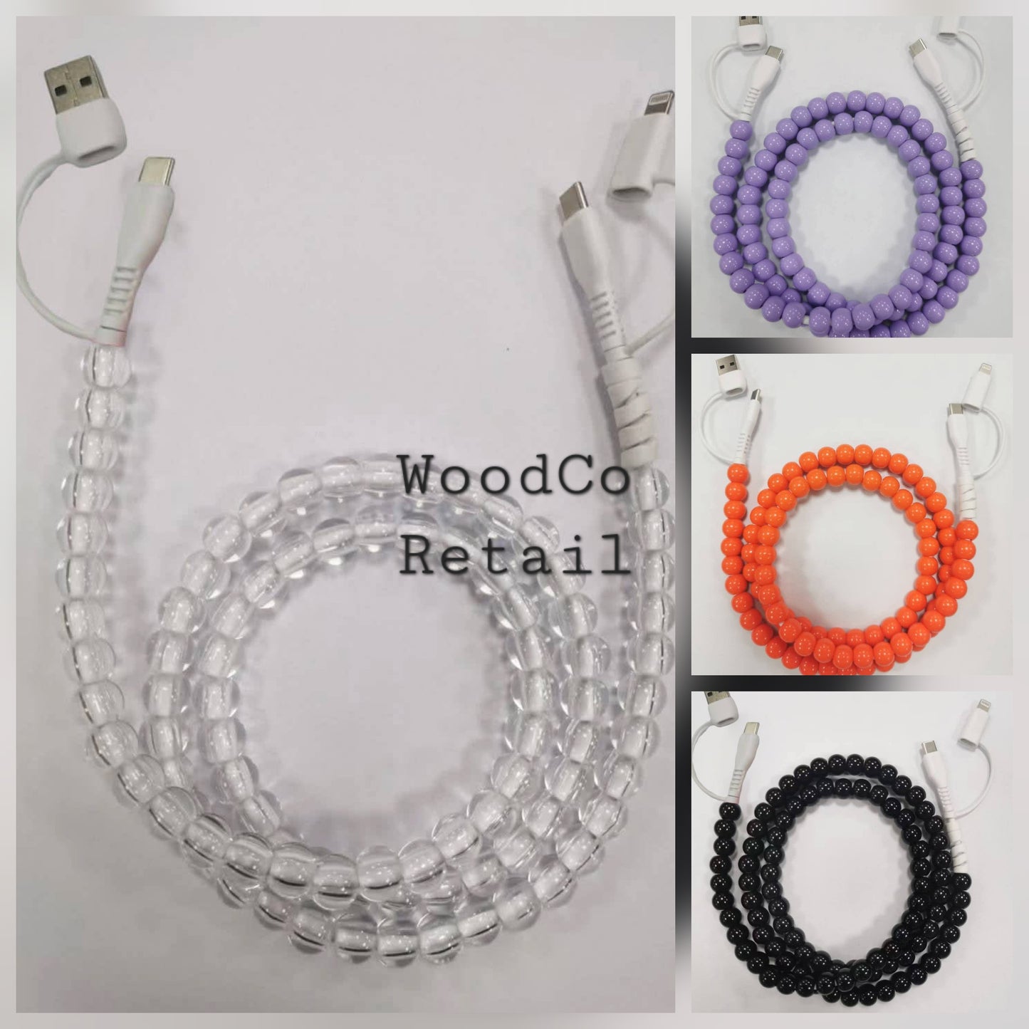 Beaded charging cable