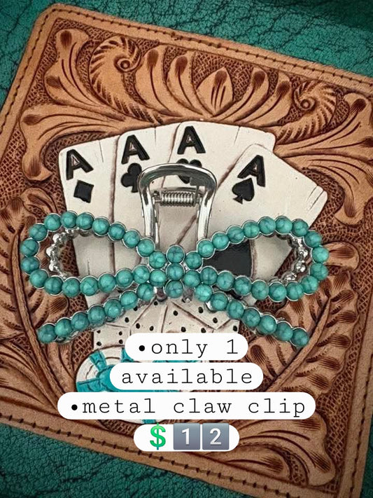 Turquoise bow clip