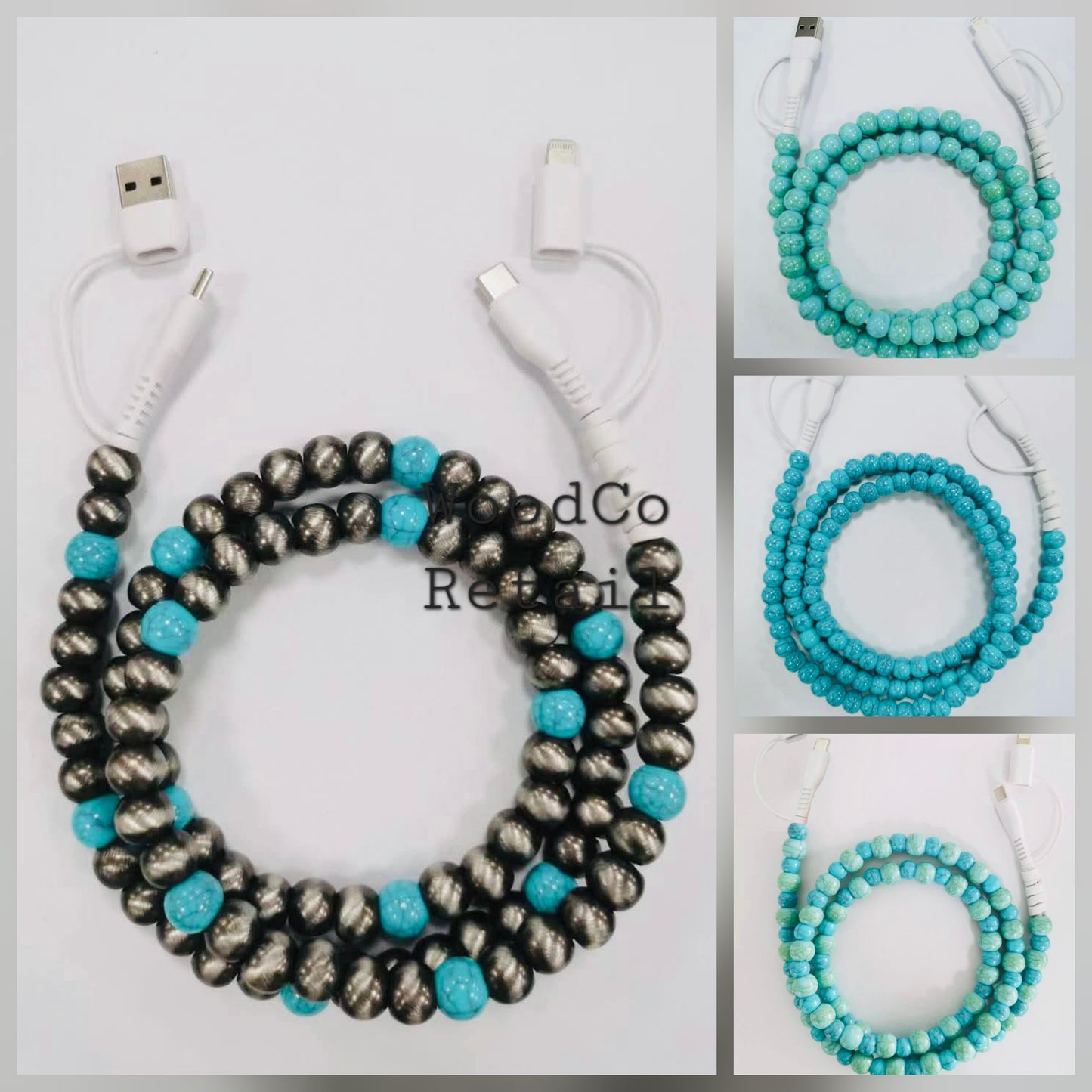 Beaded charging cable