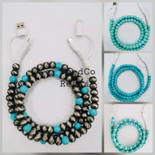 Beaded charging cable
