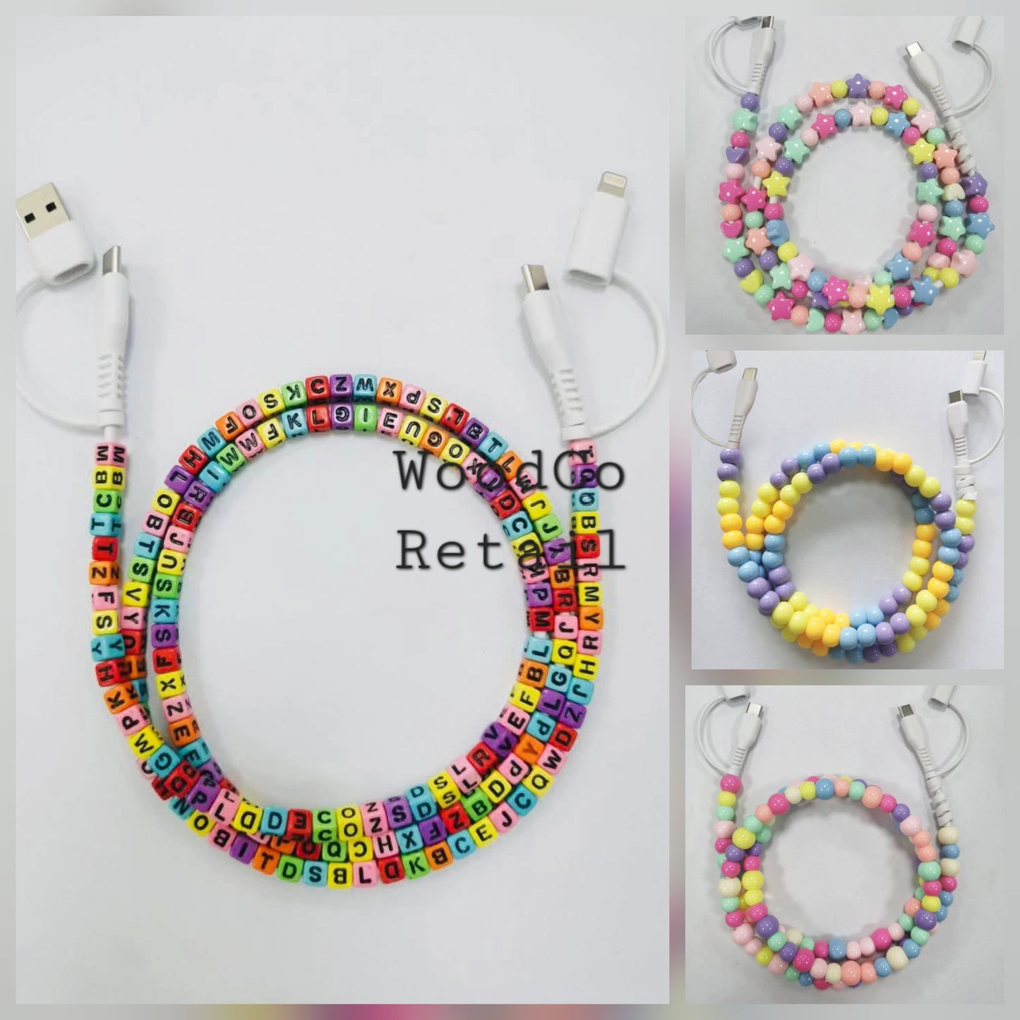 Beaded charging cable