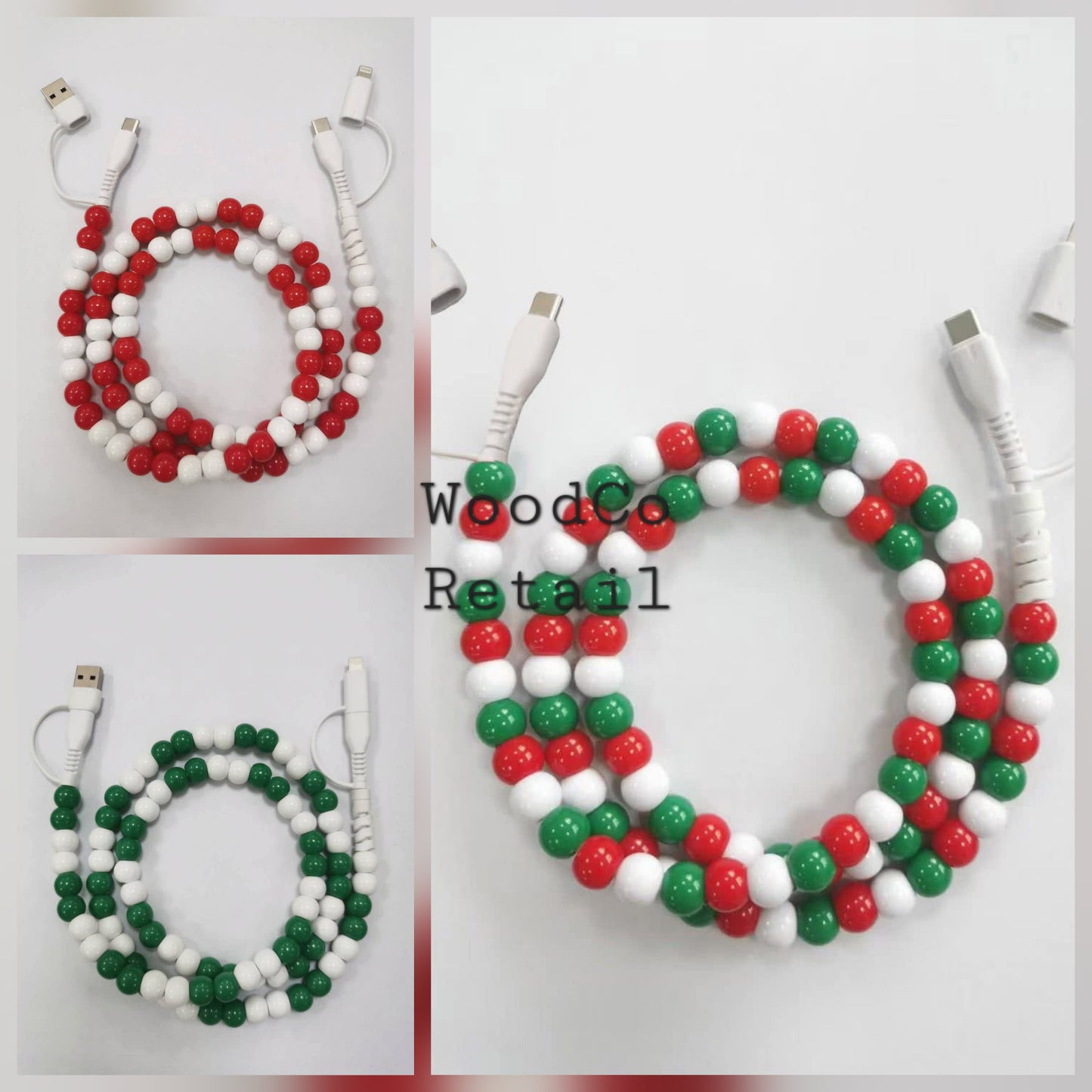 Beaded charging cable