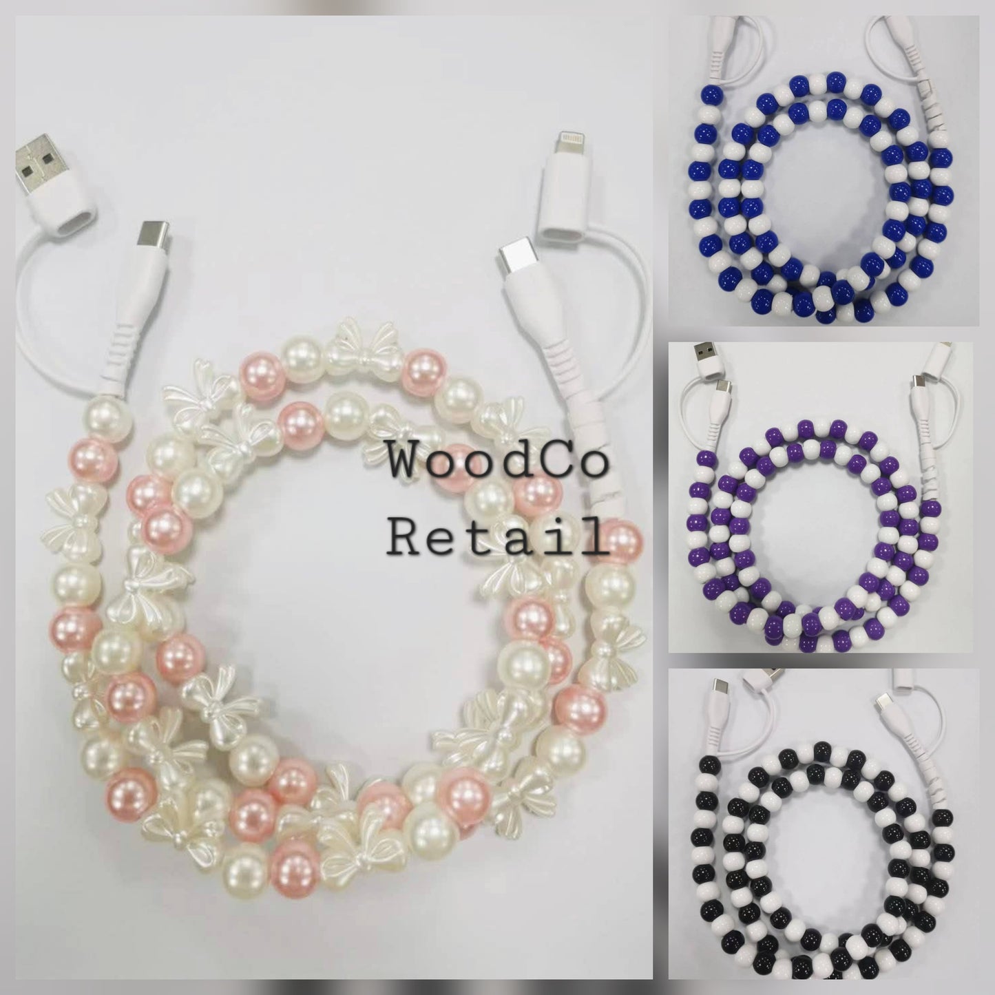 Beaded charging cable