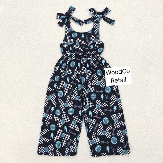 Western checkered bow jumpsuit