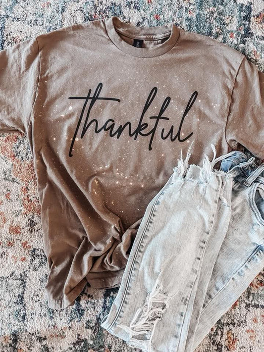 Bleached thankful t-shirt