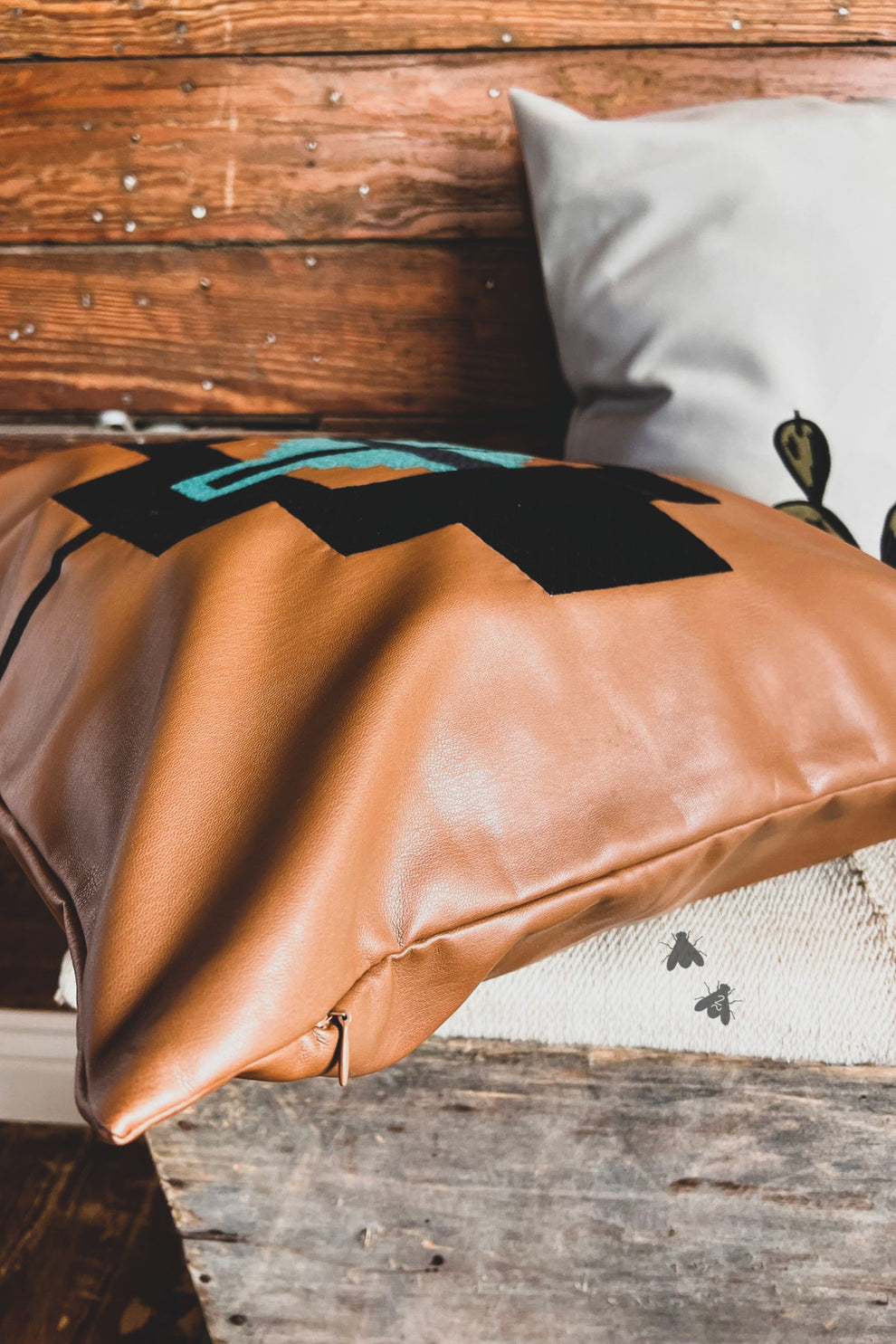 Aztec embroidered pillow case